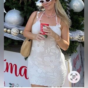 Wild Fable White crochet beach dress size Medium